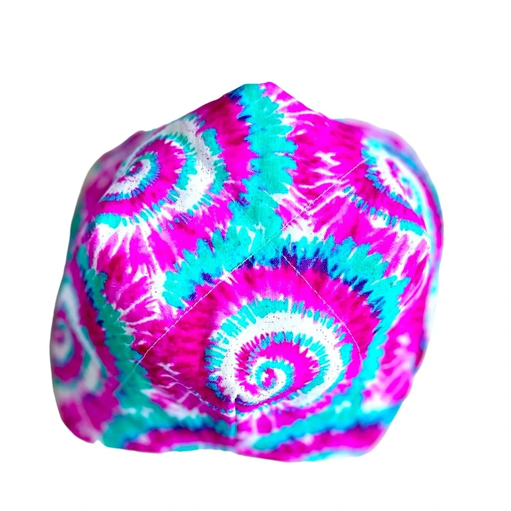 Hand Crafted Trinket Bowl Basket Colorful Pink Tie Dye Cotton Bin